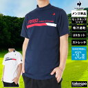 5/3-5/5 3日間限定ゲリラバーゲン 新作 ルコックゴルフ Tシャツ 上 メンズ le coq sportif golf 半袖 ゴルフ ストレッチ 吸汗 速乾 UVカット モックネック SUNSCREEN サンスクリーン QGMXJA01 大きいサイズ 有 スポーツウェア トレーニングウェア