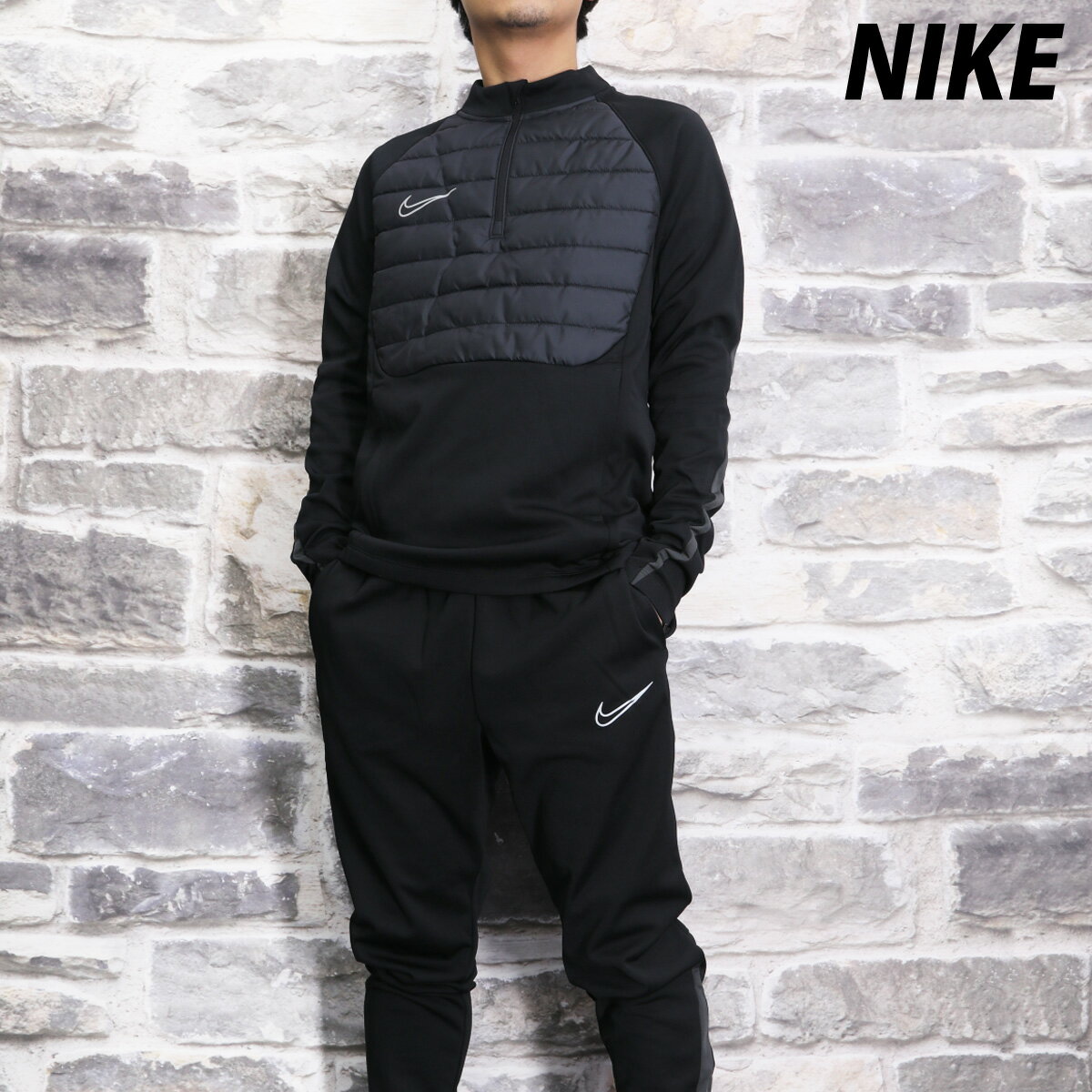 12/15-12/17 3日間限定ゲリラバーゲン 送料無料 ナイキ ジャージ 上下 メンズ NIKE ハイブリッド ハーフジップ 保温 サッカー フットサル 中綿 裾ファスナー FB6817 あす楽| セットアップ 上下セット 大きいサイズ 有 スポーツウェア トレーニングウェア