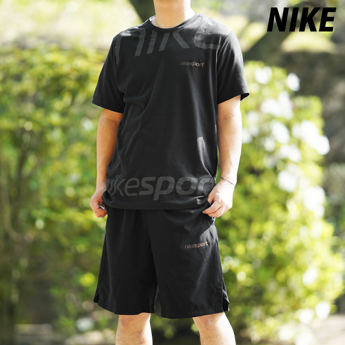 新作 ナイキ Tシャツ ハーフパンツ 上下 メンズ NIKE Dri-FIT 速乾 ビッグロゴ 半袖／ハーフ FJ5271 BLK| セットアップ 上下セット 大きいサイズ 有 プラクティスシャツ プラシャツ スポーツウェア トレーニングウェア ドライのサムネイル