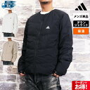 アディダス ダウンジャケット 上 メンズ adidas フルジップ 軽量 ワンポイント クルーネック ライトダウン ノーカラー ジャケット ショート丈 マストハ...