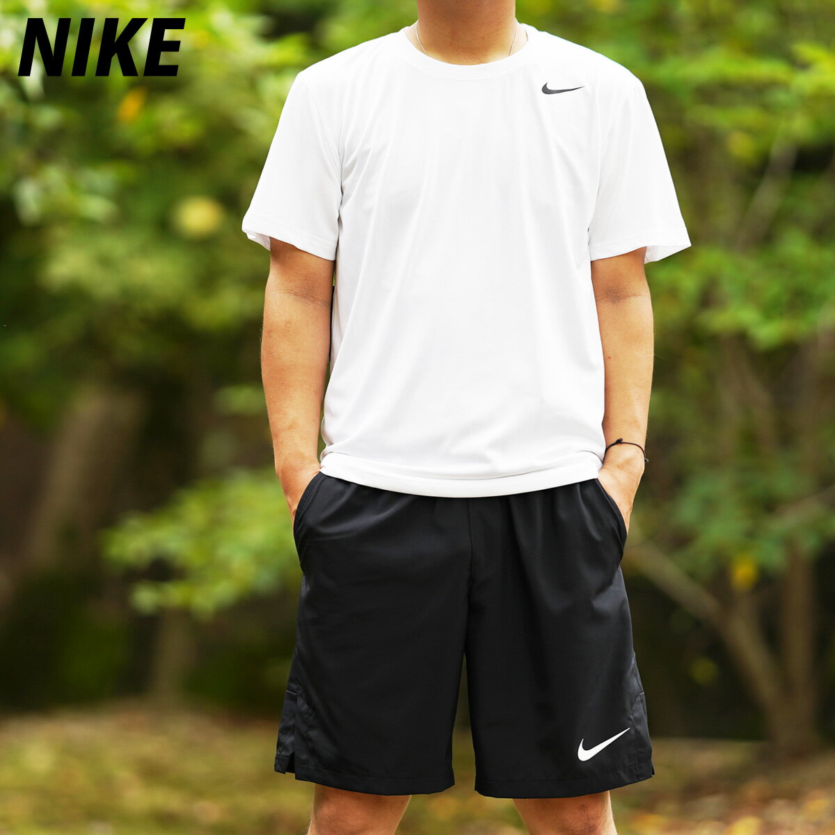 送料無料 ナイキ Tシャツ ハーフパンツ 上下 メンズ NIKE 吸汗速乾 ドライ 薄手 半袖 ハーフ DRI-FIT レジェンド 718834 WHT|スポーツウェア トレーニングウェア セットアップ 上下セット スポーツ おしゃれ ブランド