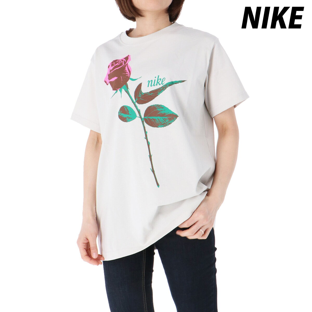 Rakuten - ナイキ Tシャツ ブランド レディース 半袖 コットン100 綿100 クルーネック バラ ゆったり 体型カバー 灰色 グレー NIKE IR7827 ウィメンズ かわいい 大きいサイズ 有 トップス ウォーキング ウェア スポーツウェア トレーニングウェア スポーツ おしゃれ 新作