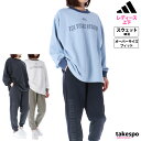 アディダス 5/1限定ゲリラバーゲン 新作 アディダス スウェット 上下 レディース adidas クルーネック オーバーサイズ バックプリント 裏毛 WORDING ワーディング JSY25| セットアップ 上下セット かわいい 大きいサイズ 有 ウォーキング ウェア スポーツウェア トレーニングウェア