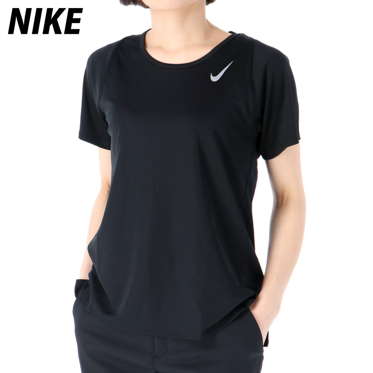 5/18-5/22限定 緊急ゲリラバーゲン 新作 ナイキ Tシャツ 上 レディース NIKE 吸汗速乾 ドライ 薄手 反射ロゴ ランニング 半袖 DD5928 BLK 春夏用| ウィメンズ かわいい 大きいサイズ 有 トップス ウォーキング ウェア スポーツウェア トレーニングウェア ドライ 速乾のサムネイル