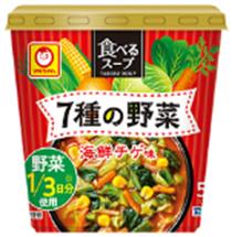 【送料無料　12個販売】東洋水産　食べるスープ 7種の野菜 海鮮チゲ味　15g　まとめ買い　カップスープ