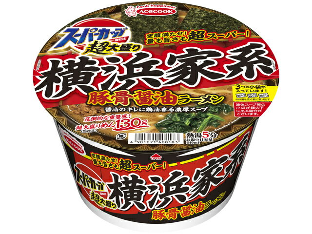 Rakuten - 送料無料　まとめてお得【12個販売】エースコック　超大盛りスーパーカップ　横浜家系豚骨醤油ラーメン　170g （めん 130g）