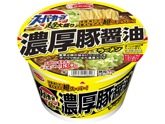 Rakuten - 送料無料　まとめてお得【12個販売】エースコック　超大盛りスーパーカップ　濃厚豚醤油ラーメン　176g （めん 130g）