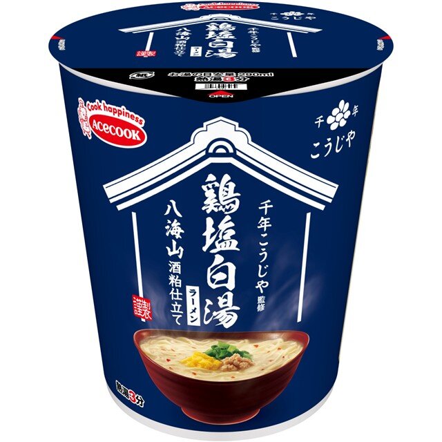 送料無料　まとめてお得【12個販売】エースコック　千年こうじや監修　八海山酒粕仕立て　鶏塩白湯ラー..