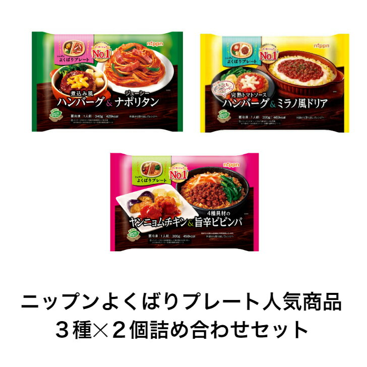 【送料無料　冷凍食品】ニップン　よくばりプレート人気商品3種類　各2個詰め合わせセット