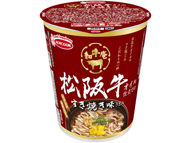 送料無料【12個販売】エースコック　和牛庵　松阪牛オイル仕立てのすき焼き味うどん