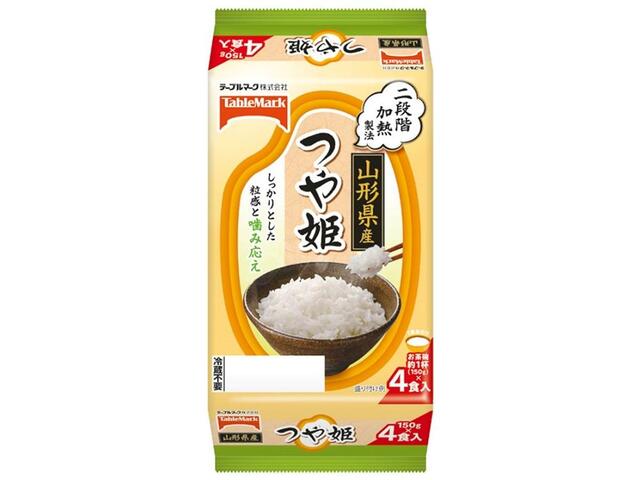 商品情報名称テーブルマーク　山形県産つや姫（分割）4食原材料名うるち米（山形県産）／酸味料内容量4食入／600g（150g×2食×2個）×　8個入賞味期限別途商品ラベルに記載保存方法直射日光を避け、常温で保存してください。製造者または販売者...