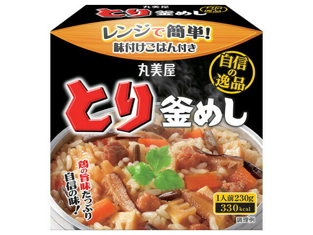 商品情報名称丸美屋　とり釜めし味付けごはん付　230g原材料名ごはん】うるち米(国産)、果糖ぶどう糖液糖、発酵調味料、醤油、食塩、チキンエキス/酸味料、(原材料の一部に小麦・大豆・鶏肉を含む)【具材】鶏肉、にんじん、筍、わらび、醤油、椎茸、発酵調味料、砂糖、大豆油、たん白加水分解物、エキス(鰹節、酵母)/調味料(アミノ酸等)、(一部に小麦・大豆・鶏肉・豚肉を含む)内容量230g×6個賞味期限別途商品ラベルに記載保存方法直射日光を避け、常温で保存してください。製造者または販売者【製造者）丸美屋食品工業株式会社備考ヤマト運輸宅急便のお届けとなります。まとめ買いでお得！　丸美屋　とり釜めし味付けごはん付　230g　6個入り 鶏肉と4種の野菜（にんじん・筍・わらび・椎茸）入り。鶏の旨味たっぷりの人気の釜めしを電子レンジで温めるだけで手軽にお楽しみいただけます。 8