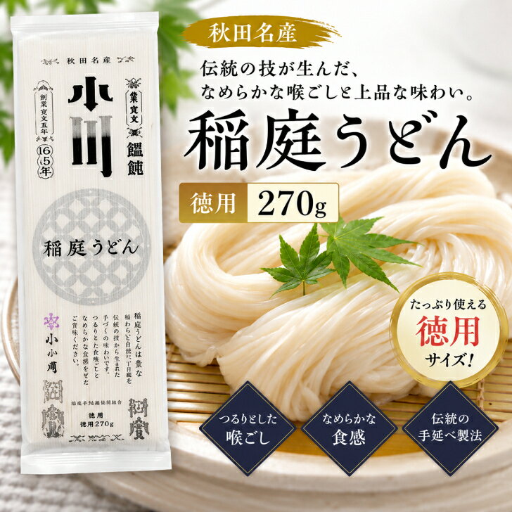 テイクストーン 楽天市場店の送料無料【20個販売】小川　稲庭うどん徳用　270g　乾麺 稲庭うどん 干しうどん 秋田名産 ご家庭用 贈答｜アングル2