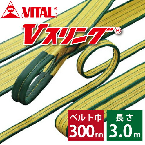 バイタル工業 SD型Vスリング 300mm(巾） 3m（長さ） 最大荷重12.5ton SD300-3 JIS4等級 両端アイ形 ナイロンスリング