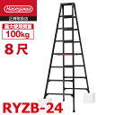 長谷川工業 (配送先法人限定) 専用伸縮脚立 RYZB-24 8尺 ブラック 脚部伸縮式(高さ調整最大31cm)天板高さ：2.21～2.52m 黒 ハセガワ