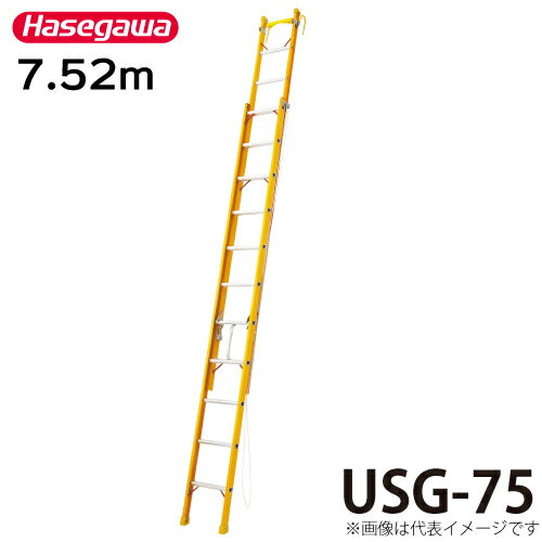 長谷川工業 (配送先法人限定) FRP2連はしご 電気工事・電設作業用 USG-75 全長：7.52m 最大使用質量：1..
