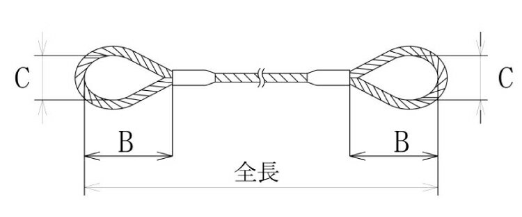 東京製綱 ワイヤーロープ ハイクロスワイヤ 両アイテーパートヨロック ワイヤ径：28mm 長さ：10.0m 重量：38.11kg 2