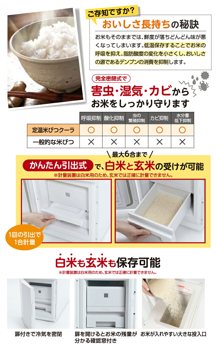 機械と工具のテイクトップのアルインコ (配送先法人限定) 白米・玄米定温米びつクーラー 21kg TRA21 ホワイト 米びつ 保冷 冷蔵 低温 冷蔵庫 米こさん 21キロ 白 15℃ 害虫対策 カビ予防｜アングル3