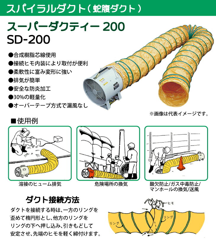 機械と工具のテイクトップの大西電機工業 スパイラルダクト 合成樹脂芯線 防炎加工 オーバーテープ方式 φ200mmx5m SD-200 オンセック｜アングル2