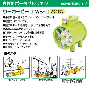 大西電機工業 ポータブルファン ワーカービー2　WB-2 AC100V φ150 超小型送風機 軽量 パワフル