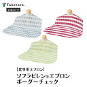 【竹虎公式】竹虎 ソフラピレンエプロン ボーダーチェック ピンク/グリーン/ブルー 介護用エプロン 食事用エプロン