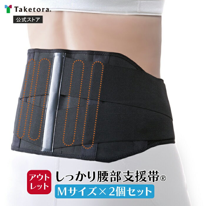 【竹虎公式】【アウトレット】竹虎 しっかり腰部支援帯ブラック Mサイズ 2枚セット