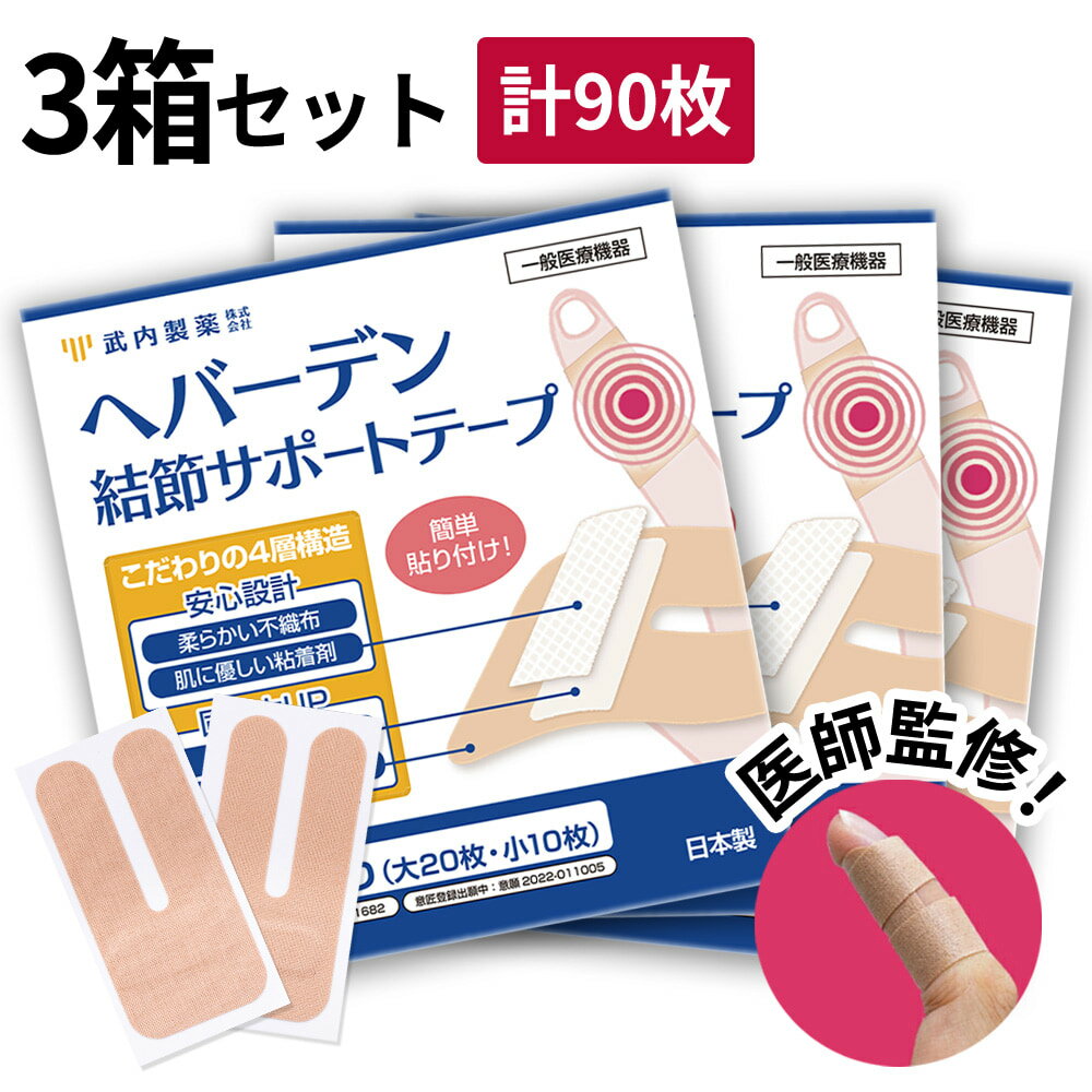 【30日P5倍】 指関節 サポーター 3箱セット 一般医療機器 指先 ばね指 へバーデン結節 テープ 武内製薬 使い捨て 指サポーター 手 指 小指 突き指 関節 サポート 固定 結節 保護 第一関節 腱鞘炎 指ヘバ 指へば ヘバーデン結節サポーター ブシャール結節