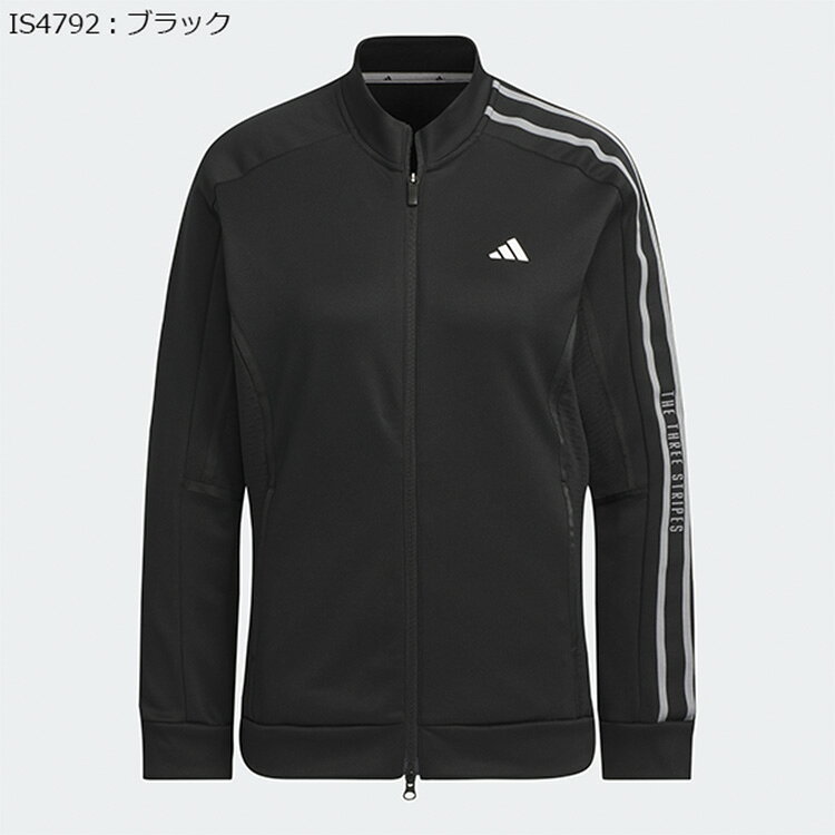 【セール対象】 アディダス ゴルフ ジャケット レディース 長袖 フルジップ 保温 吸放湿 ストレッチ ニット ゴルフウェア ブランド 無地 ライン JTC08 adidas golf
