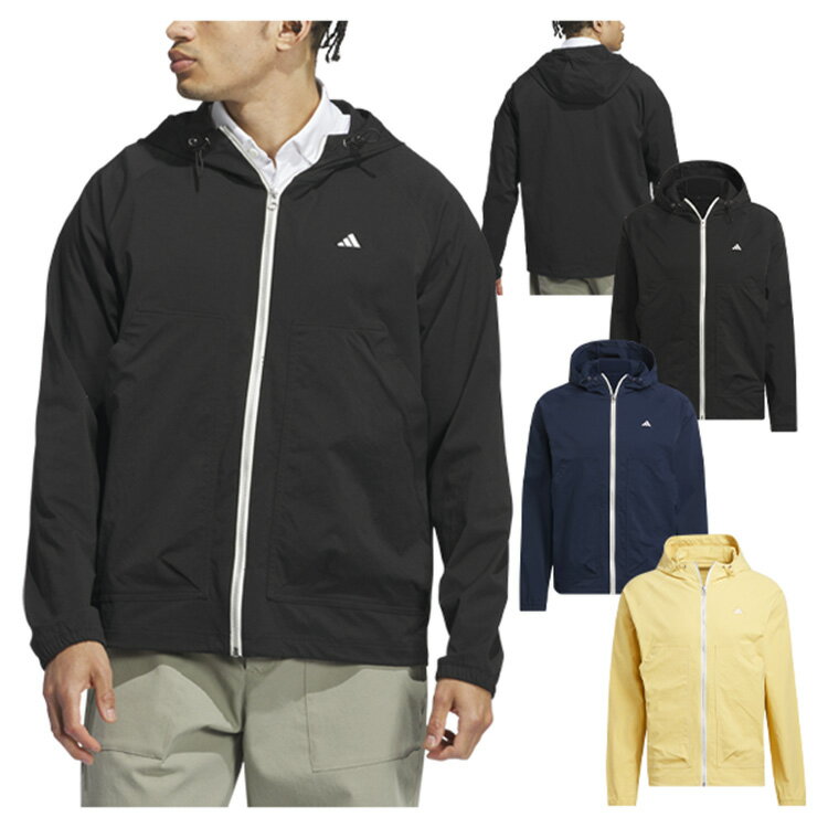 【365日出荷対応】 アディダス ゴルフ フーディー メンズ 長袖 フルジップ パーカー 防風 ゴルフウェア ブランド 無地 ロゴ JTX89 adidas golf