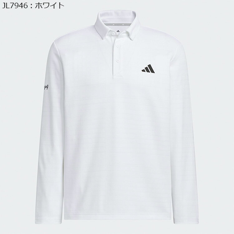 【365日出荷対応】 アディダス ゴルフ ポロシャツ メンズ 長袖 シャツ ポロ 吸汗速乾 UVカット ゴルフウェア ブランド 総柄 ロゴ ジャガード JVV03 adidas golf