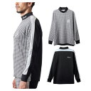 【月間優良ショップ受賞】 バンデル ゴルフ モックシャツ メンズ 長袖 シャツ ハイネック モックネック ストレッチ 保温 熱変換 速乾 千鳥格子柄 ゴルフウェ...