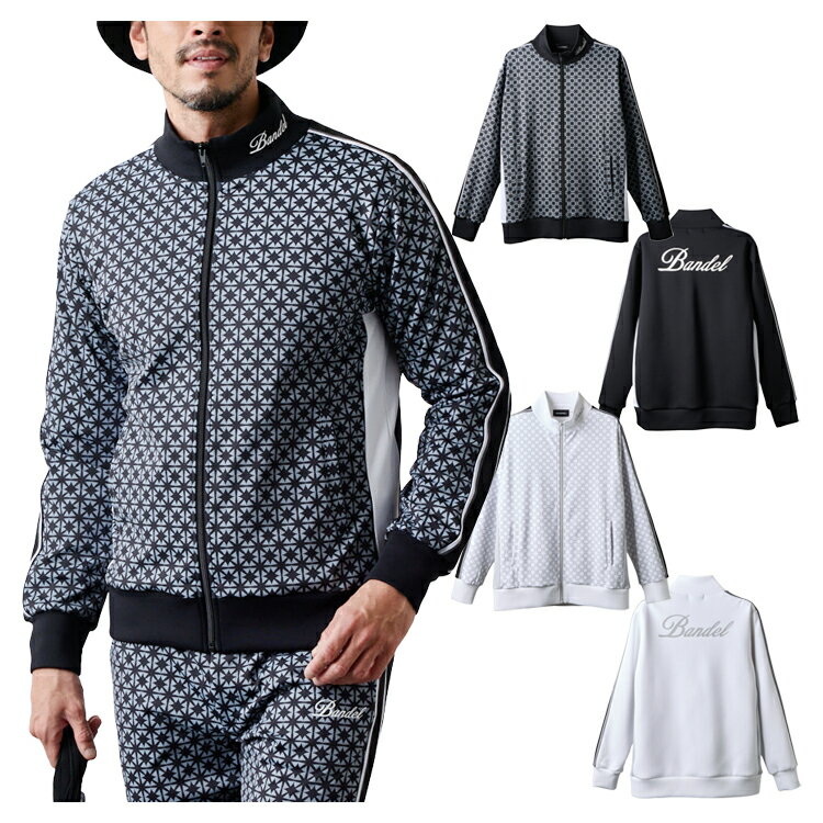 【365日出荷対応】 バンデル ゴルフ ブルゾン メンズ 長袖 フルジップ ストレッチ 保温 裏起毛 総柄 バックロゴ ライン ジャケット ゴルフウェア ブランド ロゴ BANDEL GOLF BGS-5AASLB