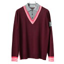 【月間優良ショップ受賞】 ディセンバーメイ ゴルフ ニットポロ メンズ 長袖 フェイクレイヤード セーター ニット テンセル ポロシャツ 重ね着風 保湿 吸湿 ...