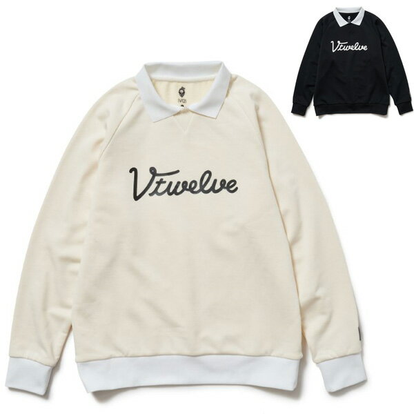 【365日出荷対応】 V12 ゴルフ スウェット トレーナー メンズ 長袖 プルオーバー クルーネック ゴルフウェア 黒 白 無地 春 秋 冬 ブランド ロゴ V122220-SW10