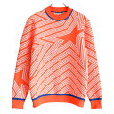 【月間優良ショップ受賞】 ディセンバーメイ ゴルフ セーター メンズ ニット 長袖 軽量 保温 ミドル丈 プルオーバー オレンジ 総柄 星 春 秋 冬 ゴルフウ...