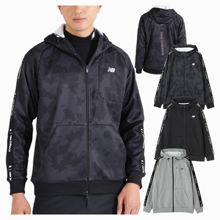 【365日出荷対応】 ニューバランス ゴルフ スウェット メンズ 長袖 パーカー フーディー フルジップ ストレッチ 保温性 ゴルフウェア 総柄 春 夏 秋 ブランド 0124262001 New Balance golf