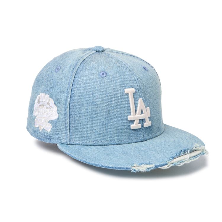Rakuten - 【365日出荷対応】 ニューエラ キャップ メンズ レディース 帽子 ロサンゼルスドジャース デニム MLB 59FIFTY 14745174 NEW ERA ブランド 無地 シール フラットバイザー