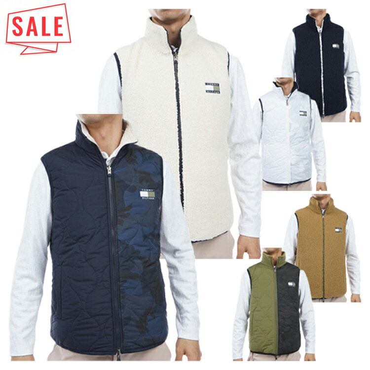 【セール対象】 トミーヒルフィガー ゴルフ ベスト メンズ パデッドベスト リバーシブル フリース 軽量 ゴルフウェア ブランド 無地 秋 冬 THMA369