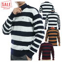 【セール対象】 40%オフ トミーヒルフィガー ゴルフ セーター メンズ 長袖 ニット クルーネック ウール混 ゴルフウェア ブランド 総柄 ボーダー ロゴ 秋...