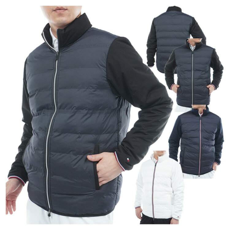 【365日出荷対応】 トミーヒルフィガー ゴルフ ブルゾン メンズ 長袖 ジャケット 中綿ジャケット キルト フルジップ 防風 ストレッチ ゴルフウェア ブランド 無地 春 秋 冬 THMA578