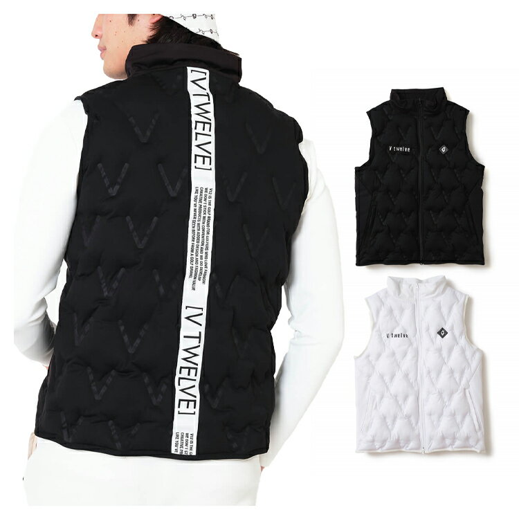 【365日出荷対応】 V12 ゴルフ ベスト メンズ キルティング 防寒 防風 撥水 ストレッチ フルジップ ゴルフウェア ブランド 無地 ロゴ ライン V122420-JK16