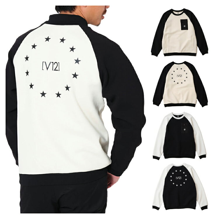 【365日出荷対応】 V12 ゴルフ スウェット メンズ 長袖 プルオーバー フラップポケット ゴルフウェア ストレッチ ブランド 無地 ロゴ シンプル V122420-SW18 V12 GOLF