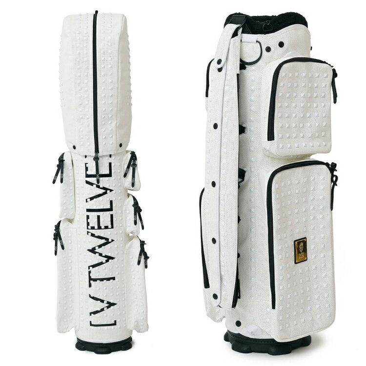 【月間優良ショップ受賞】 V12 ゴルフ キャディバッグ メンズ レディース スタッズ キャディーバッグ ゴルフバッグ 8.5型 5分割 レア ブランド ホワイ...