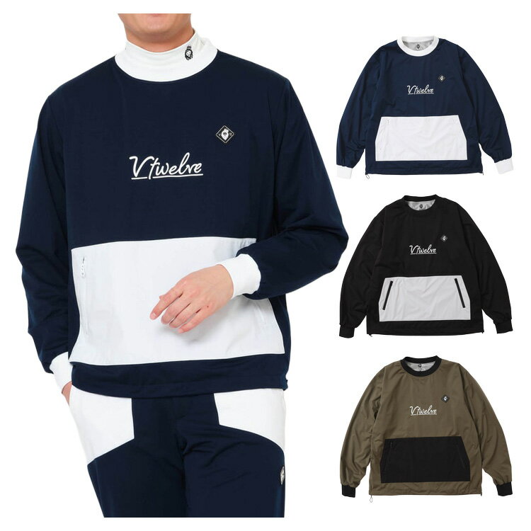 【365日出荷対応】 V12 ゴルフ ジャケット メンズ スニード ブルゾン 長袖 クルーネック ストレッチ 撥水 防風 保温 無地 ゴルフウェア ブランド V...