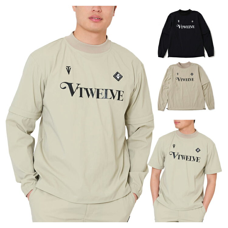 【365日出荷対応】 V12 ゴルフ ジャケット メンズ 半袖 モックネック ストレッチ 袖取り外し可能 2way コンパチブル仕様 無地 ゴルフウェア ブラン...