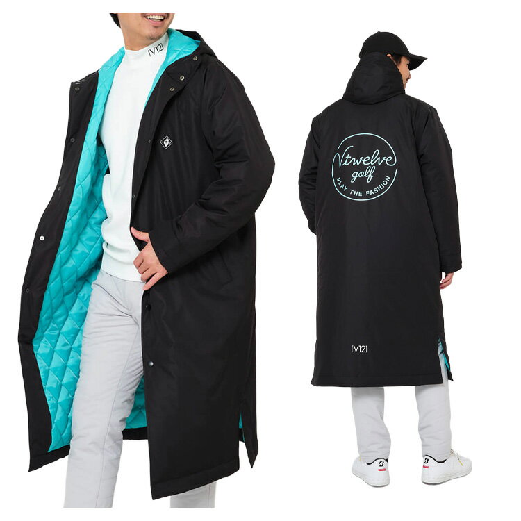 【365日出荷対応】 V12 ゴルフ コート メンズ ジャケット ベンチコート 長袖 ロング丈 撥水 防風 保温 無地 ゴルフウェア ブランド V122520-JK14 V12 GOLF