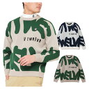 【365日出荷対応】 V12 ゴルフ ニット メンズ 長袖 プルオーバー セーター クルーネック 保温 防風 防風裏地付き ストレッチ 総柄 ロゴ ゴルフウェア...