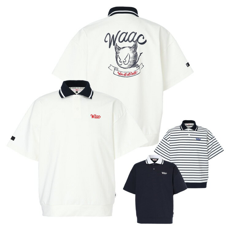 Rakuten - 【365日出荷対応】 ワック ゴルフ ポロシャツ メンズ 半袖 シャツ ポロ UVカット ストレッチ ゴルフウェア 無地 ボーダー 春 夏 秋 ブランド 072262020 WAAC
