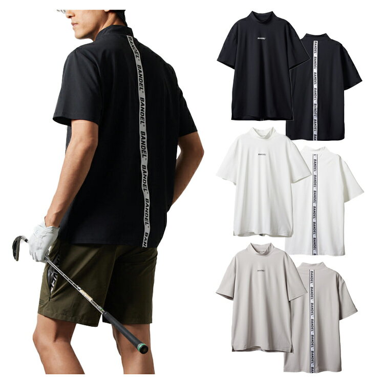 バンデル ゴルフ モックシャツ メンズ 半袖 シャツ ハイネック モックネック ストレッチ 吸水速乾 無地 バックロゴ バックライン ゴルフウェア ブランド ロゴ BNS-4SLTMC BANDEL GOLF