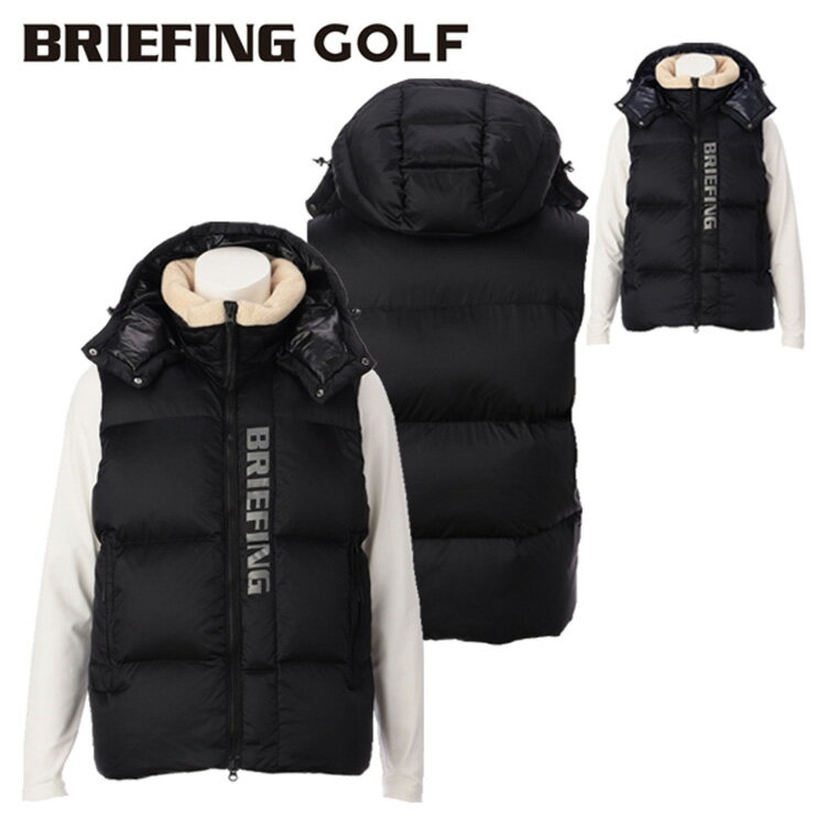 ブリーフィング ゴルフ ダウンベスト メンズ ダウン ベスト フード リモンタ フルジップ 中綿 裏ボア 保温 ゴルフウェア ブランド 無地 ロゴ BRIEFI...